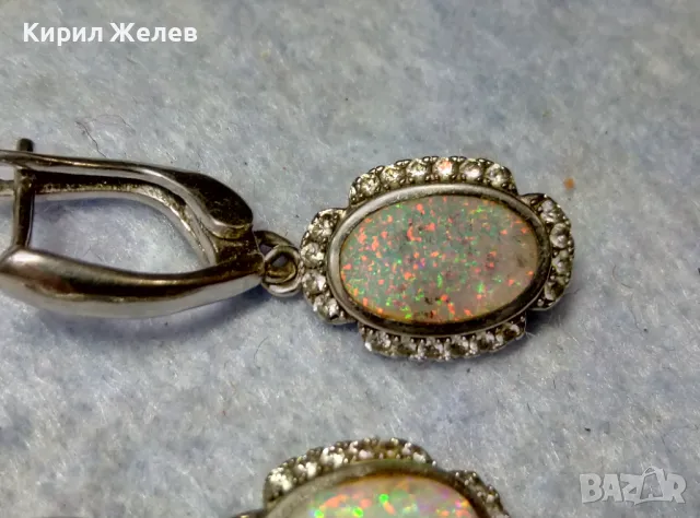 ПРЕКРАСНИ СКЪПОЦЕННИ СРЕБЪРНИ ОБЕЦИ СРЕБРО 925 АНГЛИЙСКА ИЗРАБОТКА с БЯЛ ОГНЕН ОПАЛ и ЦИРКОНИ 26212, снимка 12 - Обеци - 49917578