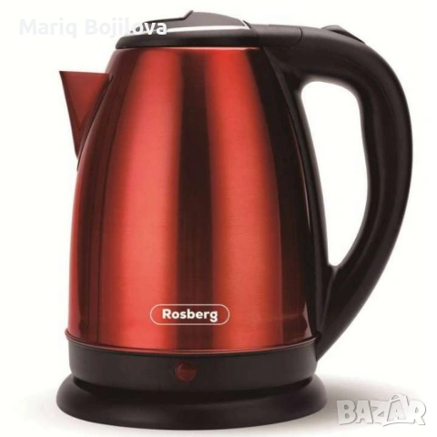 Електрическа кана, 1800W, 1.8л., Корпус неръжд. стомана, S/S, Инокс/Черен, Червен металик, снимка 4 - Кани - 53392736