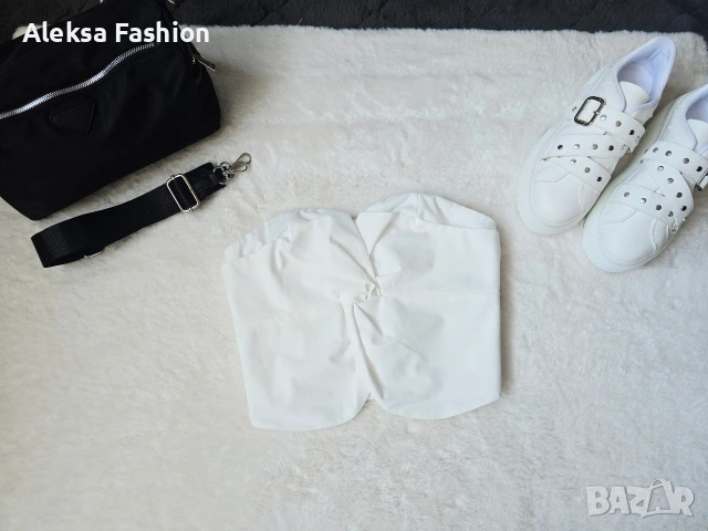 Дамски къс бял топ бюстие