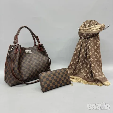 дамски комплекти чанта, шал и портмоне louis vuitton , снимка 2 - Чанти - 48341149