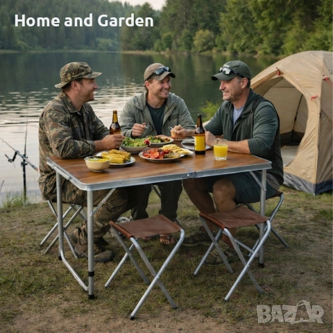 Комплект сгъваема къмпинг маса с 4 стола – тип „куфар“, снимка 2 - Къмпинг мебели - 53947532