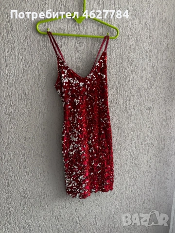 Ефектна червена рокля с пайети-нова