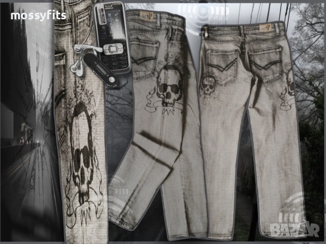 Y2k дънки с черепи 