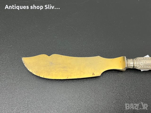Стар сладкарски сребрен нож. №5352, снимка 2 - Антикварни и старинни предмети - 45667703