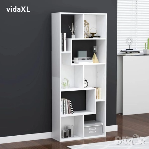 vidaXL Шкаф библиотека, бял, 67x24x161 см（SKU:801877）, снимка 2 - Шкафове - 52980705
