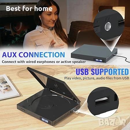 SHIWAKOT DVD плейър  HDMI DVD/CD с USB, AUX, HDMI, RCA порт, дистанционно управление , снимка 6 - Плейъри, домашно кино, прожектори - 52403234