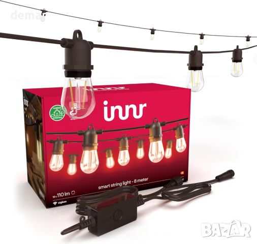 Външни стрингови лампи Innr, 8 м - Работи с Hue*, Amazon Echo (4-то поколение) и SmartThings