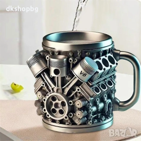 4833 3D Термо чаша V6 Двигател – Мощно начало на деня за всеки автоманиак