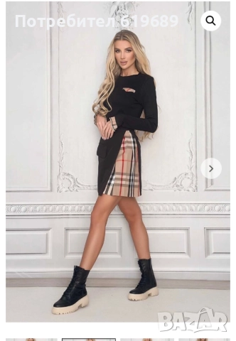 Черна дамска пола с елемент на berberry, снимка 3 - Рокли - 52666878