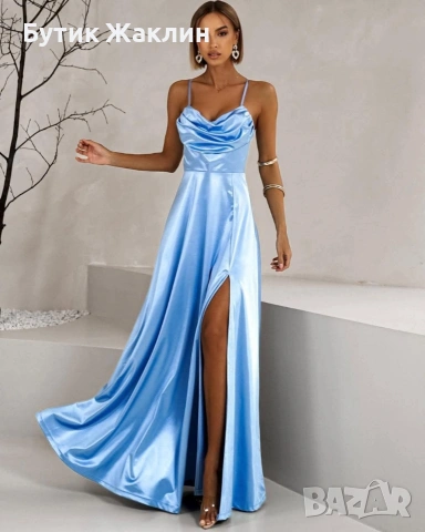 Дълги сатенени рокли , снимка 5 - Рокли - 53989665
