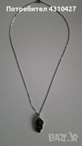 Дамско сребърно колие с черен цирконий, снимка 3 - Колиета, медальони, синджири - 53995786