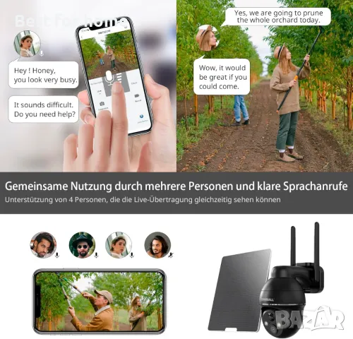  Безжична, соларна ,външна камера за наблюдение със SIM карта ZUMIMALL, снимка 7 - Аналогови камери - 50021436