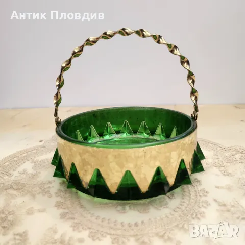 Винтидж ръчно изработена кристална кошница "Brama" с месингови акценти, снимка 12 - Декорация за дома - 49434831