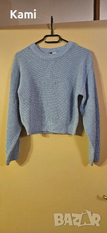 Светло син пуловер HM, XS размер, снимка 2 - Блузи с дълъг ръкав и пуловери - 51945470