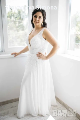 Булчинска рокля - лека и ефирна - L/XL, снимка 2 - Рокли - 53512125