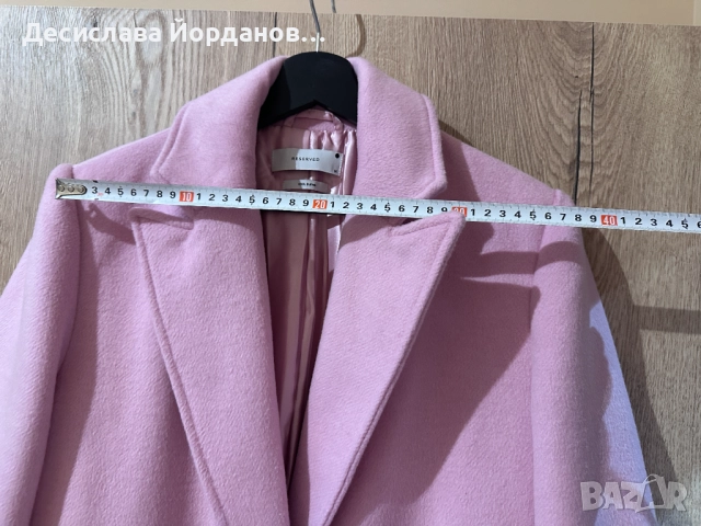 Розово дамско палто с вълна, снимка 3 - Палта, манта - 52297149
