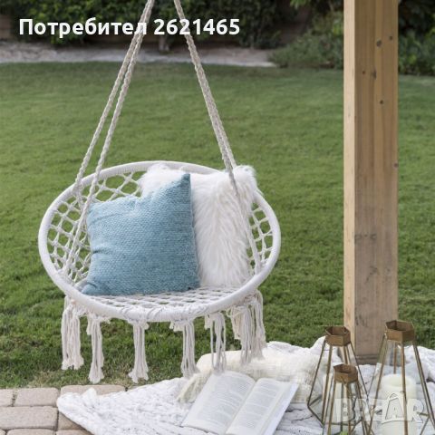 Градинска люлка - хамак, Висяща, въжена, плетена за двора и градината, снимка 3 - Градински мебели, декорация  - 45180149