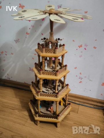  Коледна дървена играчка въртележка Германия , снимка 5 - Антикварни и старинни предмети - 52685646