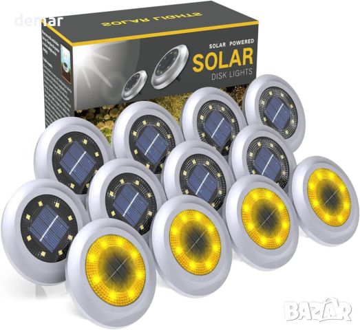 Torchtree соларни градински земни дискови лампи, IP65, 12 броя, снимка 1 - Соларни лампи - 46173359