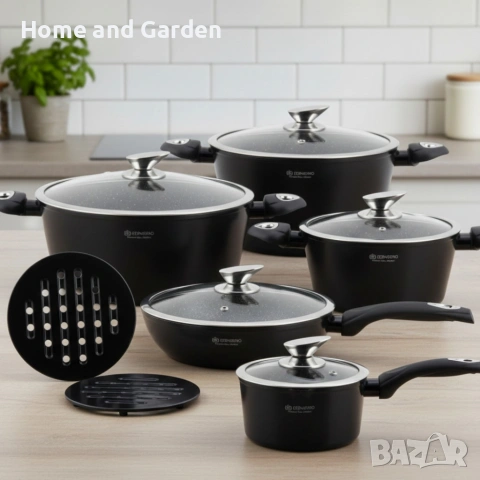 Комплект от 12 части — тенджери, тиган и подложки Edenberg EB-5613