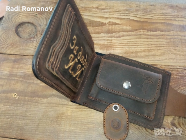 Ръчно изработен мъжки кожен портфейл , снимка 2 - Портфейли, портмонета - 52187162