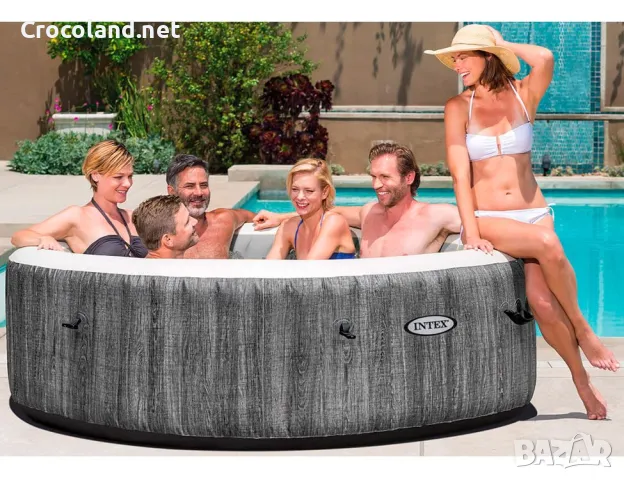 Надуваемо джакузи Intex PureSpa Deluxe, 6 места, 216 x 71 см, Fiber-Tech®, сив  Насладете се на лукс