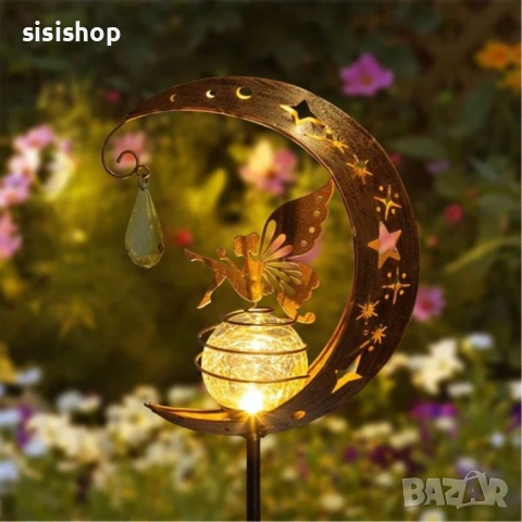 Декоративна градинска лампа „Фея върху Луната“ – Мека светлина за вашия двор 4980