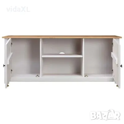 vidaXL ТВ шкаф, бял, 120x40x50 см, бор масив, Panama Range(SKU:282672), снимка 3 - Шкафове - 49461586