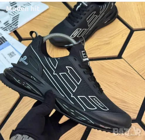 Emporio Armani Мъжки Черни Маратонки👟Мъжки Спортни Обувки В Черен Цвят Емпорио Армани Код P441