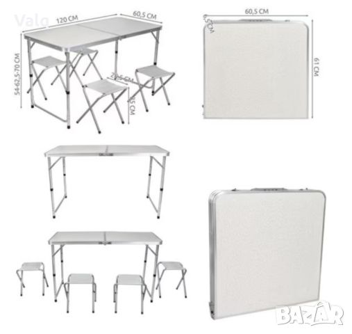 Комплект сгъваема маса и столове, снимка 2 - Други - 46247351