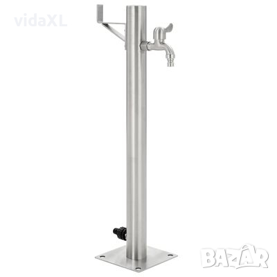 vidaXL Градинска чешма, неръждаема стомана, кръгла колона, 65 см(SKU:45457