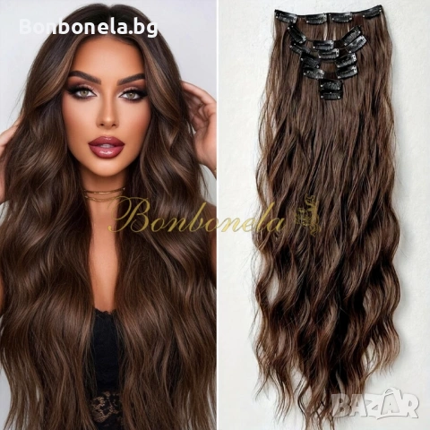 Екстеншън с клипс / треса / треса с клипси / клипс / Удължение за Коса, снимка 4 - Аксесоари за коса - 53034460