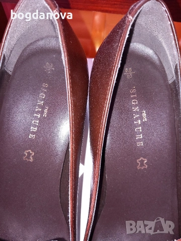 Next елегантни затворени обувки с нисък удобен ток от кожа, снимка 2 - Дамски елегантни обувки - 53986454