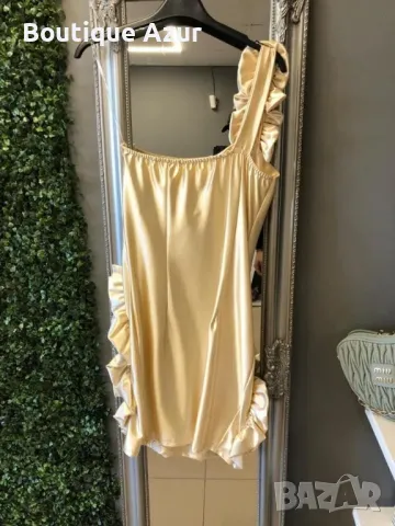 къса сатенена рокля , снимка 3 - Рокли - 50317563