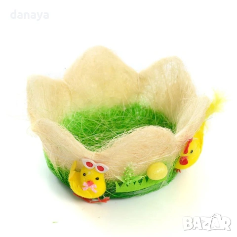 6526 Великденски панер за яйца с пиленца, кошничка за Великден, 20 см, снимка 5 - Декорация за дома - 53982644