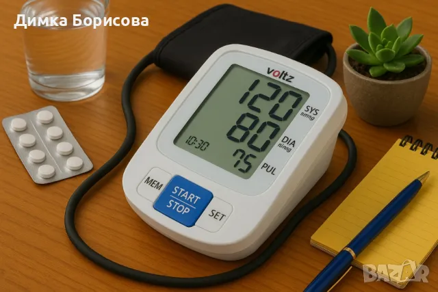 Апарат за кръвно налягане Voltz, Маншет, 2х90 позиции памет, LCD дисплей, Бял, снимка 2 - Други - 50007083