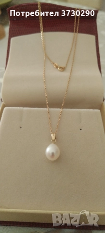 Златно колие с естествена перла 14к 