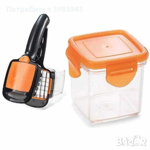 Кухненско ренде  4в1/1 бр Ренде за нарязване на продукти; 3 бр Остриета; Кутия; Капак; / Цвят - Спор, снимка 1