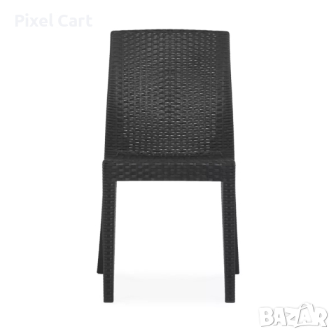 Градински стол от полипропилен с плетен дизайн - Кафяв, снимка 4 - Столове - 44962875