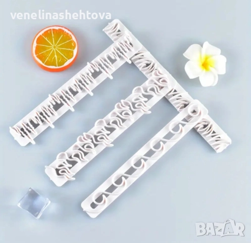 4 броя резец резци вълни висулки огън трева  декорация фондан торта , снимка 3 - Форми - 52805833