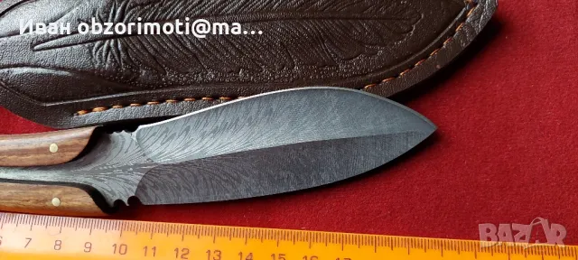 уникален нож перо от дамаска стомана, снимка 3 - Ножове - 50284932