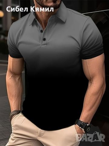 Мъжка тениска за с градиентен цвят, голям размер,за лятото,стилен стил,къс ръкав, снимка 1 - Спортни дрехи, екипи - 45648535