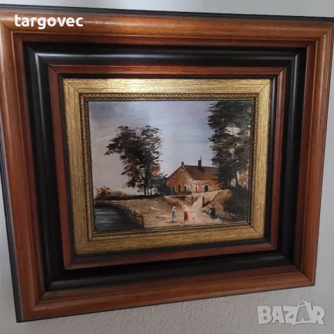 малка картина внос от западна Европа масивна дъбова рамка, снимка 2 - Картини - 50401688