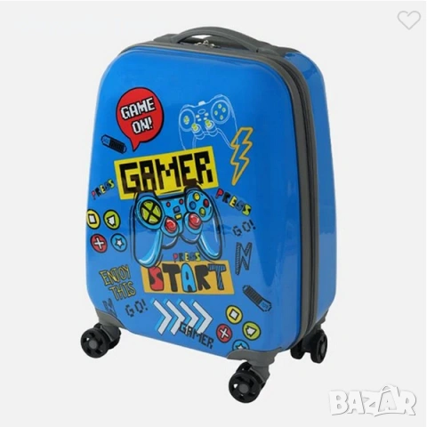 Детски куфар с колелца Mercado Trade, GAMER, Син, снимка 2 - Раници - 53684420