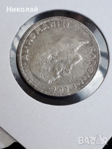  сребърна монета от 1 лея 1910г. Румъния., снимка 3 - Нумизматика и бонистика - 54092401