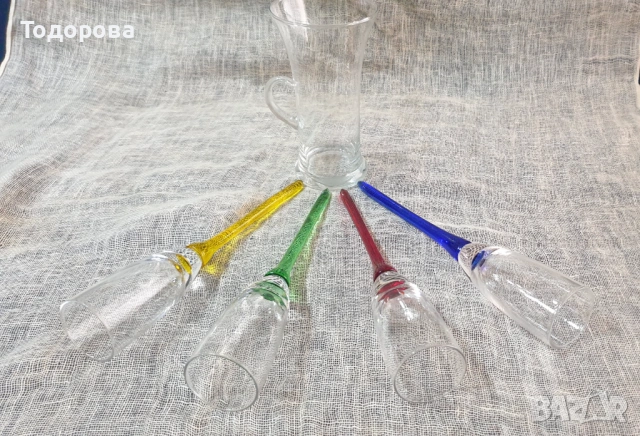 Ръчно издухани винтидж чаши за шампанско-4 броя., снимка 4 - Сервизи - 53660068