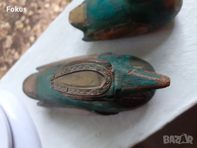 ЛОТ ДЪРВЕНИ ПАТИЦИ С МЕСИНГОВ ОБКОВ И УНИКАЛНА ПАТИНА, снимка 4 - Антикварни и старинни предмети - 53512709