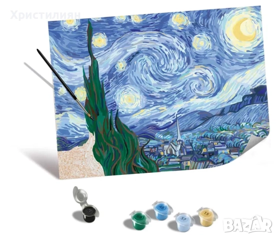Ravensburger CreArt 23915 - Рисуване по числа Starry Night на ван Гог, снимка 5 - Други - 52910393