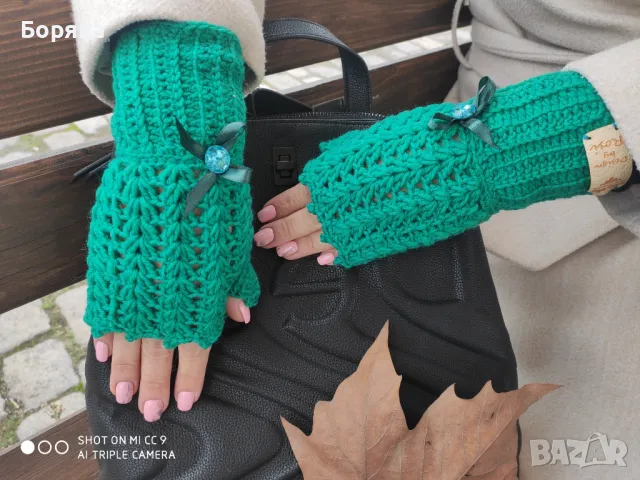 Handmade дамски ръкавици без пръсти с лого, снимка 13 - Ръкавици - 49680236