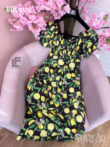 дълга лятна рокля с лимони , снимка 3 - Рокли - 53580495